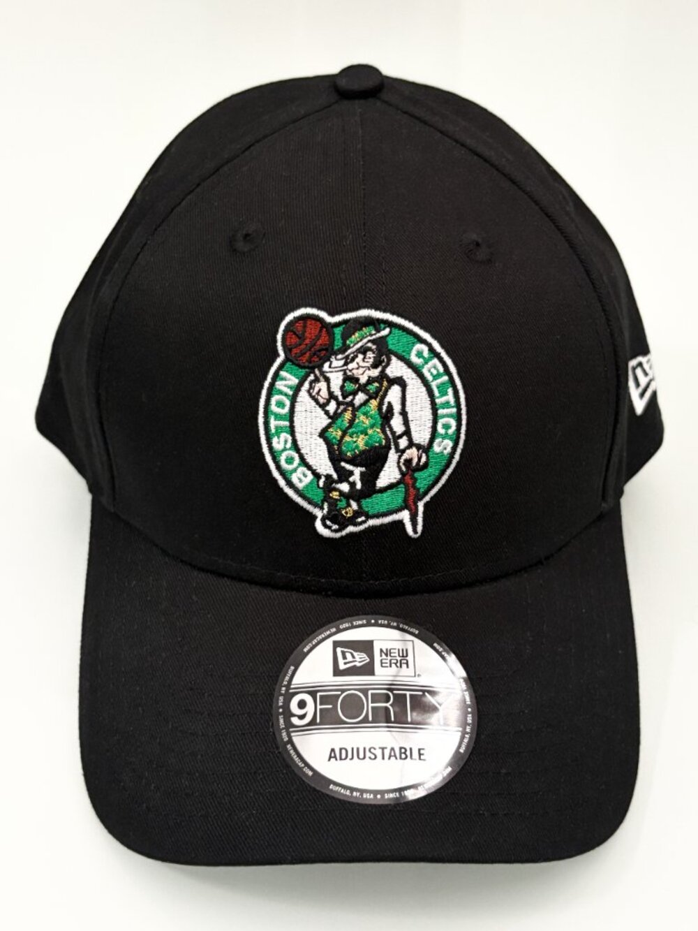New Era Boston Celtics 9FORTY Black Strapback Adjustable Hat Cap NBA OSFM NWT